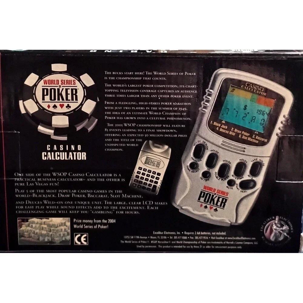 World Series of Poker Casino Calculator Electronic 5-in-1 Casino Game